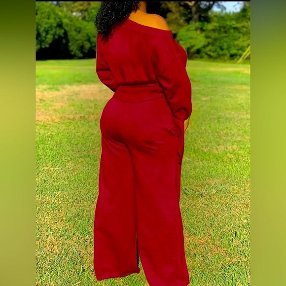 2 Piece: Slanted Shoulder Long Sleeve Tops w/Matching Drawstring Pants, NWOT - Picture 6 of 10